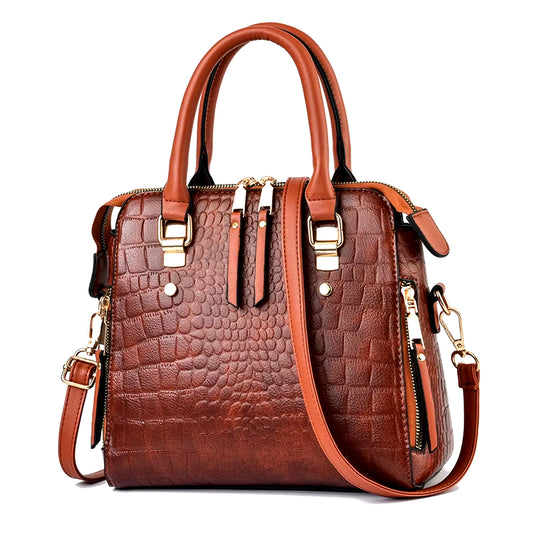 Luxury Crocodile Pattern Handbag Women Winter New PU Leather Tassel Shoulder Bag Brands Design Handle Bag Lady Purse