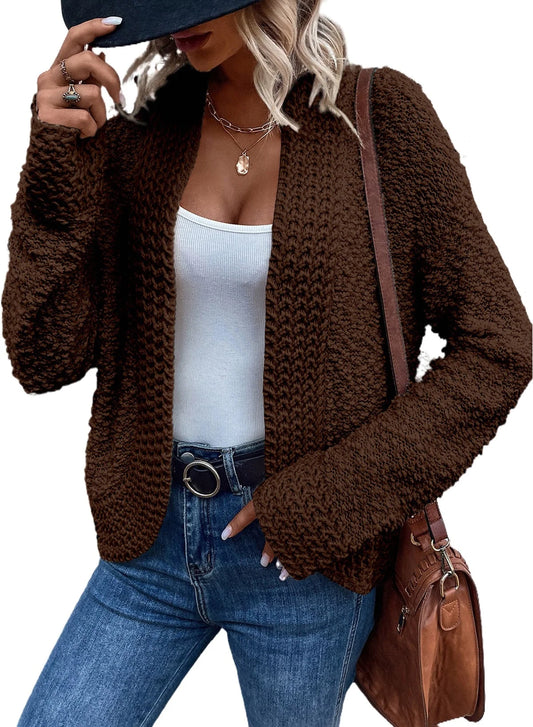 Women'S Sweaters Fashion Casual Open Front Long Sleeve Chunky Knit Cardigans Outerwear Coats